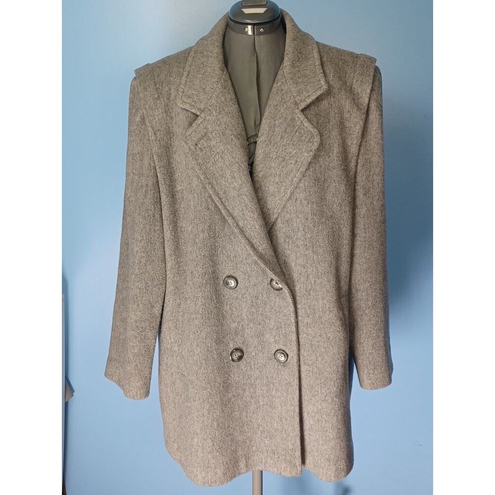 Vintage Winter Time By Herman Kay Wool Grey Coat Size - Picture 1 of 10
